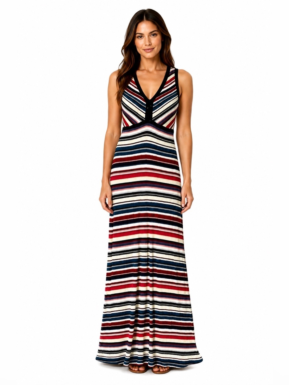 NWT Aldomartins Anthropologie Sleeveless Striped Knit Maxi Dress Size 6